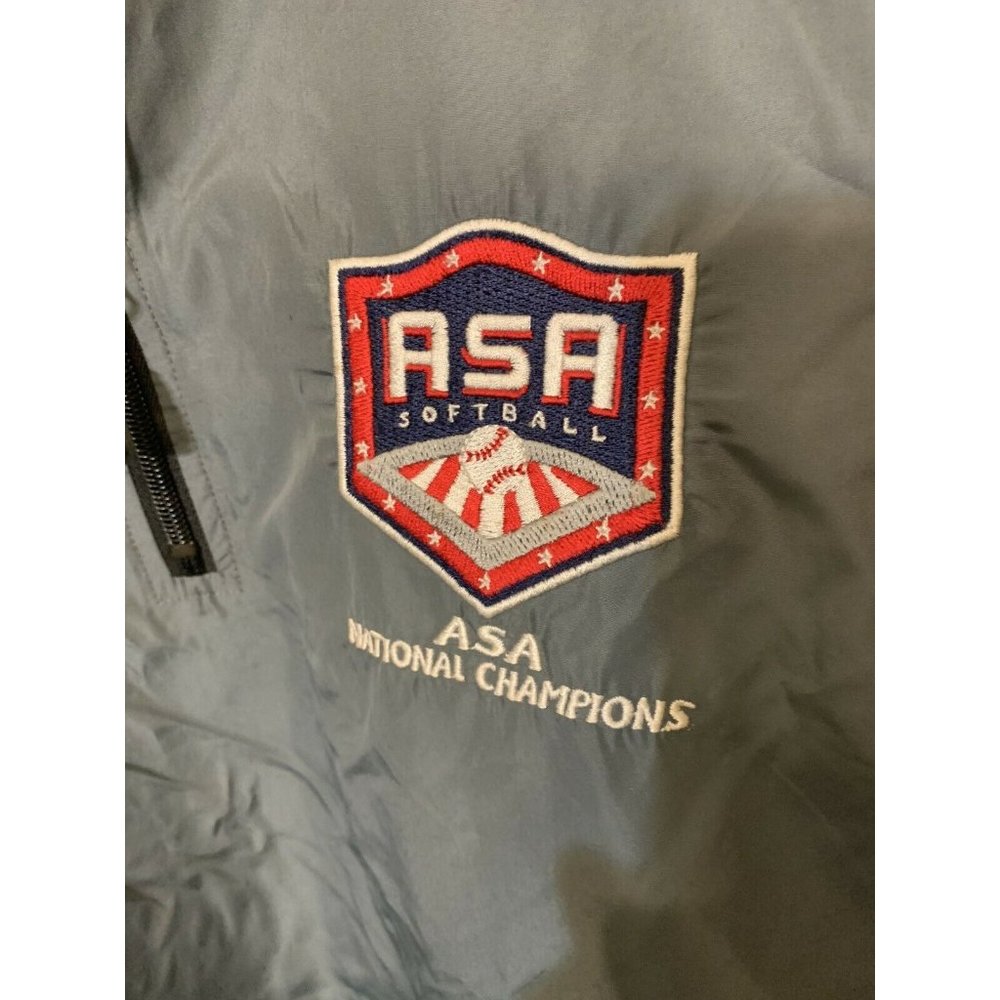ASA Sofball National Champions 1/4 Zip Windbreaker Pullover Gray Sz‎ M Vented